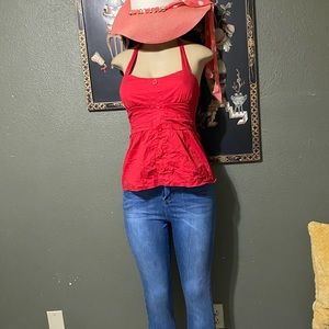 Red peplum top